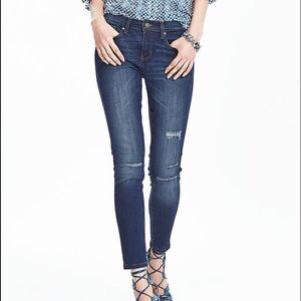 Distressed Banana Republic Skinny Ankle Jeans